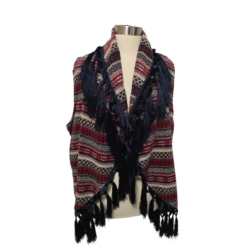 Cripple Creek‎ Womens Western Cardigan Knit Vest With Fringe Size XXL